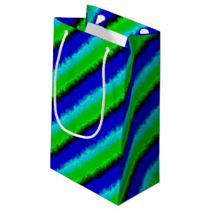 Sacola Para Presentes Pequena Padrão arco-íris 3D abstrato azul verde
