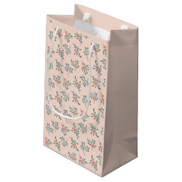 Sacola Para Presentes Pequena Padrão Botânico Floral Rosa-escuro Verde-azulado