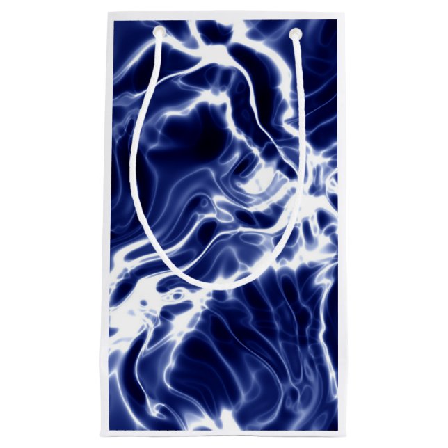 Sacola Para Presentes Pequena Padrão brilhante azul (Frente)