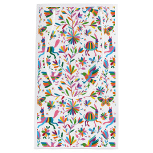 Sacola Para Presentes Pequena Padrão Brilhante do estilo Otomi mexicano