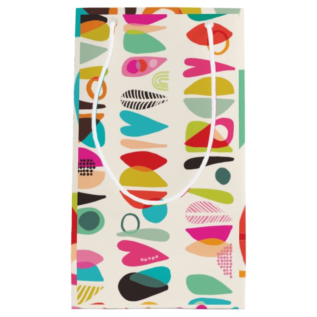 Sacola Para Presentes Pequena Padrão Brilhante e Colorido (Frente)