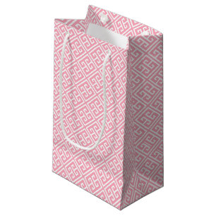 Sacola Para Presentes Pequena Padrão-chave grego rosa-claro