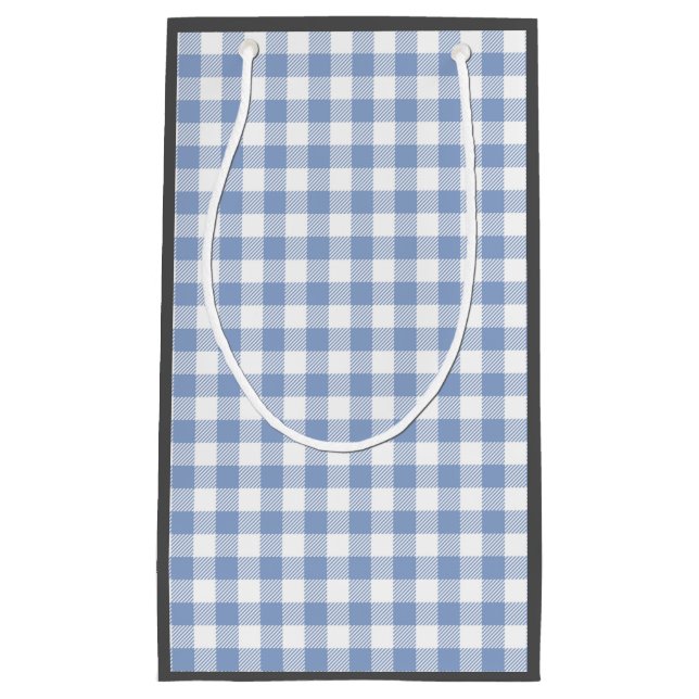 Sacola Para Presentes Pequena Padrão clássico Gingham azul verificado (Frente)