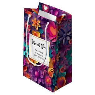 Sacola Para Presentes Pequena Padrão Colorido das Flores de primavera Obrigado
