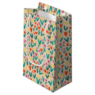 Sacola Para Presentes Pequena Padrão Colorido de Tulipas Floral Cute Primavera