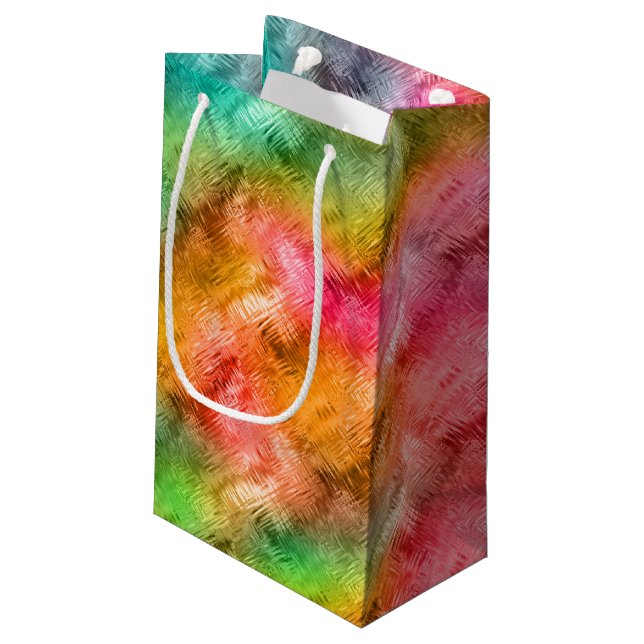 Sacola Para Presentes Pequena Padrão Colorido de Vidro Cristal (Verso inclinado)