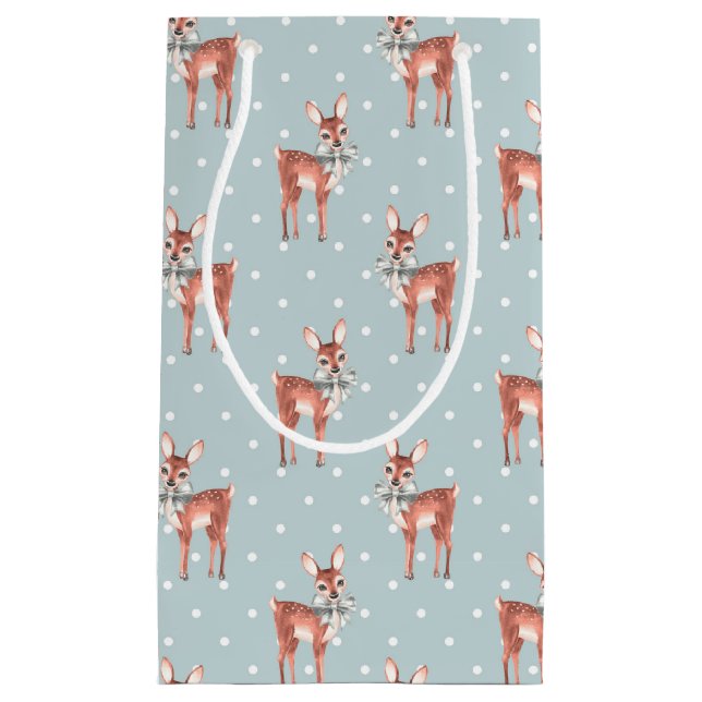 Sacola Para Presentes Pequena Padrão com fawns (Frente)