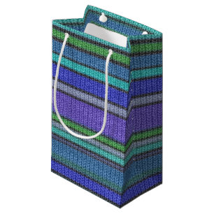 Sacola Para Presentes Pequena Padrão contínuo de listras de tricô colorido 2