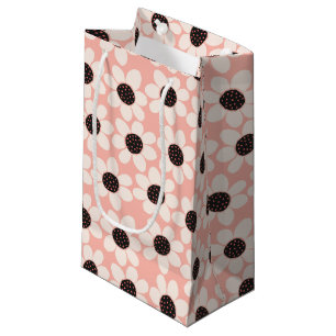 Sacola Para Presentes Pequena Padrão da flor rosa-branca da margarida