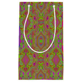 Sacola Para Presentes Pequena Padrão de Abstrato magenta do Trippy Retro Chartre