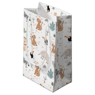 Sacola Para Presentes Pequena Padrão de Animais da Floresta Tropical Selva