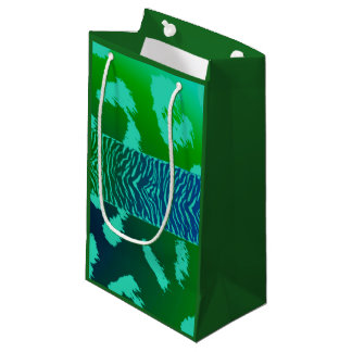 Sacola Para Presentes Pequena Padrão de Animal Selvagem Verde