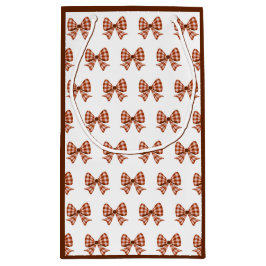 Sacola Para Presentes Pequena Padrão de arco gingham castanho