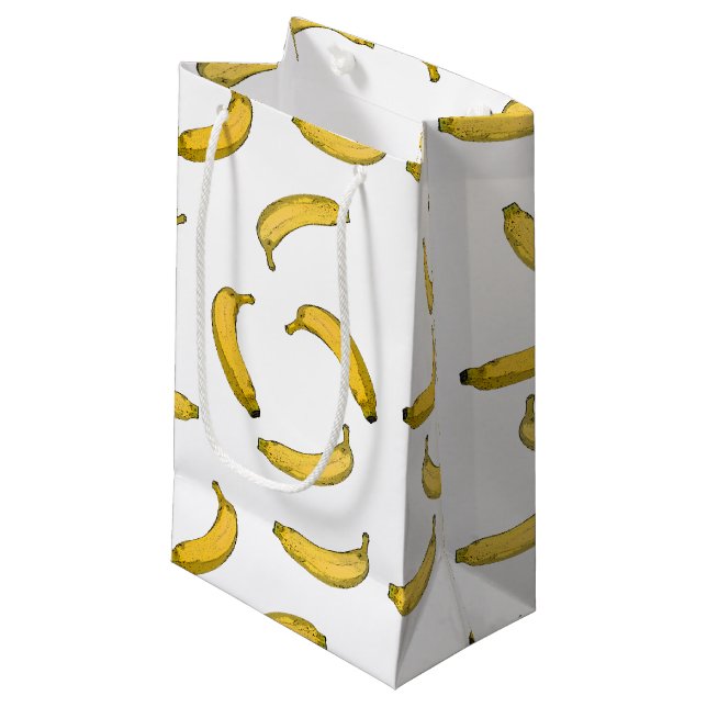 Sacola Para Presentes Pequena Padrão de Banana (Frente inclinada)
