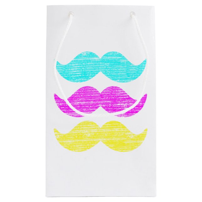 Sacola Para Presentes Pequena Padrão de Bigode CMY Arte Gráfica (Verso)
