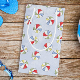 Sacola Para Presentes Pequena Padrão de Bolas de Praia da Summer Watercolor