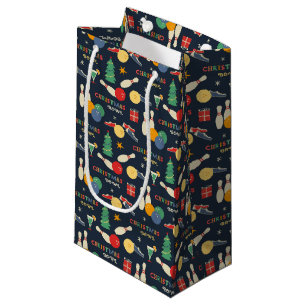 Sacola Para Presentes Pequena Padrão de Boliche de Natal Retroativo