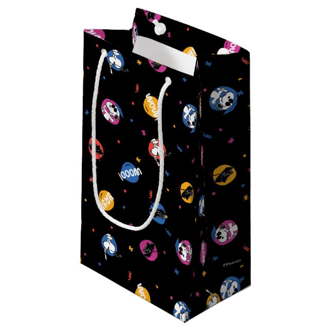 Sacola Para Presentes Pequena Padrão de Celebração de Formatura do Snoopy Amendo (Frente inclinada)