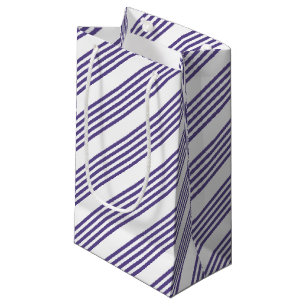 Sacola Para Presentes Pequena Padrão de cinco faixas ultravioleta e branca
