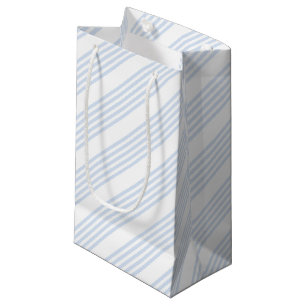 Sacola Para Presentes Pequena Padrão de cinco listras azul-claro e branco
