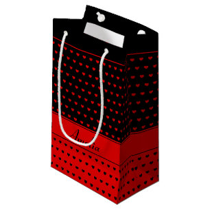 Sacola Para Presentes Pequena Padrão De Corações Na moda Vermelho E Preto, No