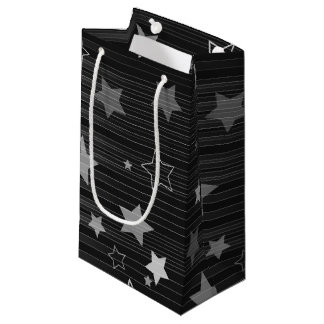 Sacola Para Presentes Pequena Padrão de estrelas pretas