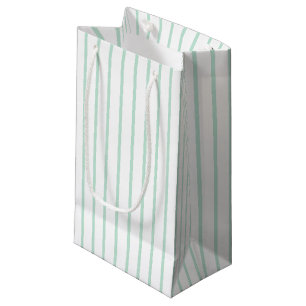 Sacola Para Presentes Pequena padrão de faixas verticais verdes de hortelã-mar