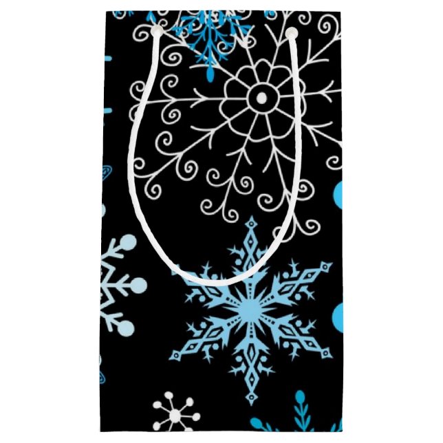 Sacola Para Presentes Pequena Padrão de floco de neve	 (Frente)