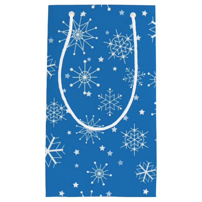 Sacola Para Presentes Pequena Padrão de floco de neve	 (Frente)