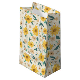 Sacola Para Presentes Pequena Padrão de Flor Amarelo