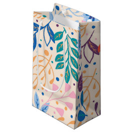 Sacola Para Presentes Pequena Padrão de Folhagem Moderna de Folhagem Colorida
