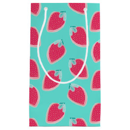 Sacola Para Presentes Pequena Padrão de Fruta de morango