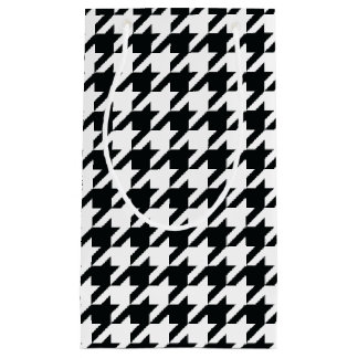 Sacola Para Presentes Pequena Padrão de Houndstooth Preto Branco