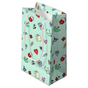 Sacola Para Presentes Pequena Padrão de Ícone Médico Bonito