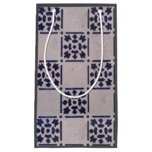 Sacola Para Presentes Pequena Padrão de Impressão de Arte Branca Azul de Image