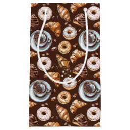 Sacola Para Presentes Pequena Padrão de logotipo de marca de padaria de café do 