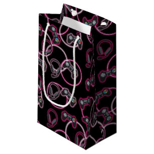 Sacola Para Presentes Pequena Padrão de Meninas Rosa Neon Jogo de Vídeo