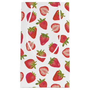 Sacola Para Presentes Pequena Padrão de Morango de Verão