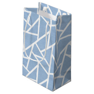 Sacola Para Presentes Pequena Padrão de mosaico branco e azul pálido