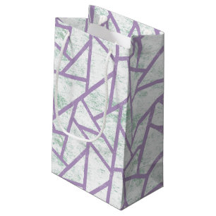 Sacola Para Presentes Pequena Padrão de mosaico verde-lavanda