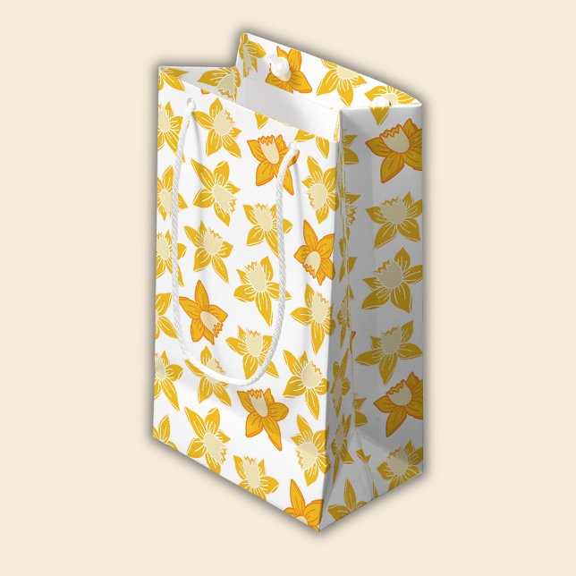 Sacola Para Presentes Pequena Padrão de Narciso da Primavera (Daffodil spring floral gift bag)