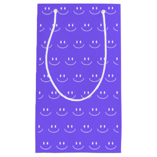 Sacola Para Presentes Pequena Padrão de sorriso Bag de presente azul Neon