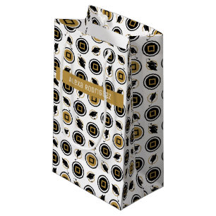 Sacola Para Presentes Pequena Padrão de Tampa de Graduação Preto e Dourado