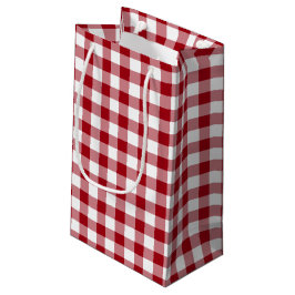 Sacola Para Presentes Pequena Padrão de Xadrez Vermelho Rustic Farmhouse