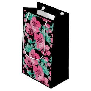 Sacola Para Presentes Pequena Padrão Decorativo De Flor De Cereja Desenhado À Mã