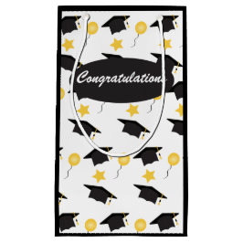 Sacola Para Presentes Pequena Padrão do balão do Boné de formatura do parabéns