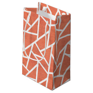 Sacola Para Presentes Pequena Padrão do mosaico laranja mandarino