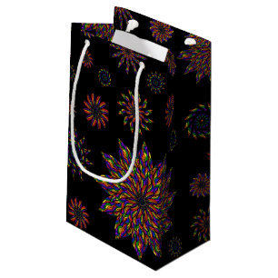 Sacola Para Presentes Pequena Padrão do Rainbow Feather Mandalas