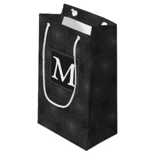 Sacola Para Presentes Pequena Padrão dos círculos do carvão monograma
