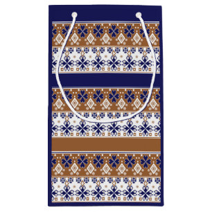 Sacola Para Presentes Pequena Padrão escandinavo liso e escandinavo azul